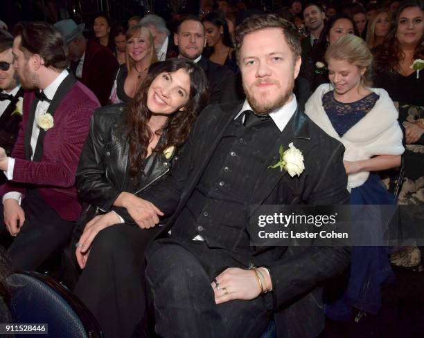 Recording artists Aja Volkman and Dan Reynolds of musical group Imagine Dragons attend the 60th Annual GRAMMY Awards at Madison Square Garden on...