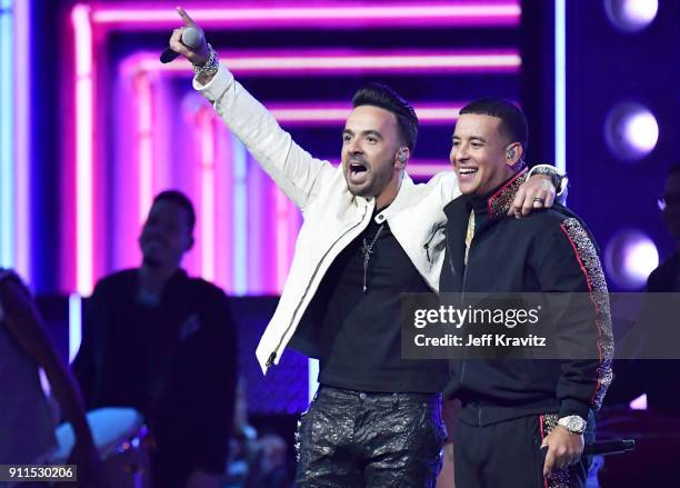 Recording aritsts Luis Fonsi and Daddy Yankee perform onstage during the 60th Annual GRAMMY Awards at Madison Square Garden on January 28, 2018 in...