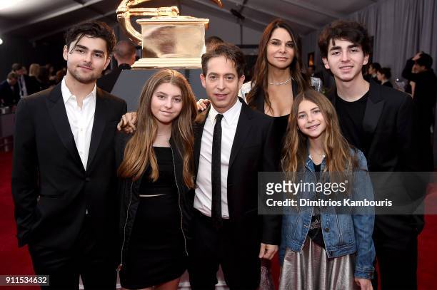 Charlie Walk of Republic Records, Lauran Walk and their family attend the 60th Annual GRAMMY Awards at Madison Square Garden on January 28, 2018 in...