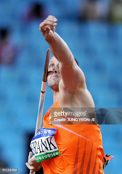 Mark Frank of Germany competes during the men's javelin throw of the Daegu Pre-Championships Meeting in Daegu, south of Seoul, on September 25, 2009....