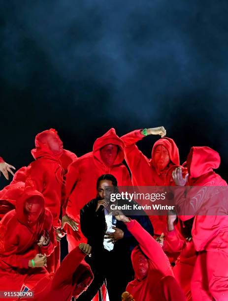 Recording artist Kendrick Lamar performs onstage during the 60th Annual GRAMMY Awards at Madison Square Garden on January 28, 2018 in New York City.