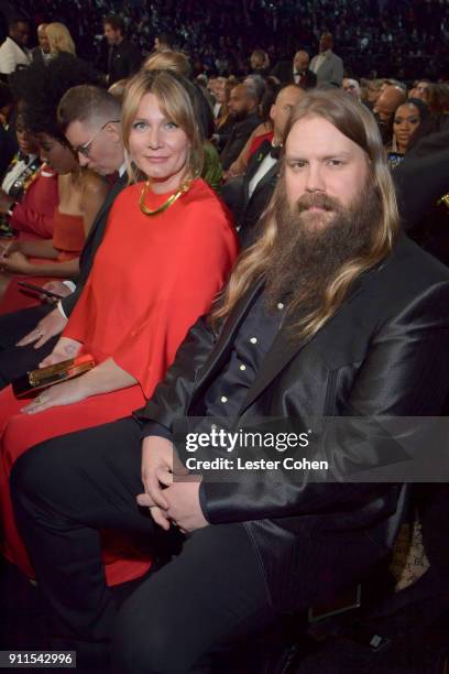 Morgane Stapleton and recording artist Chris Stapleton attend the 60th Annual GRAMMY Awards at Madison Square Garden on January 28, 2018 in New York...