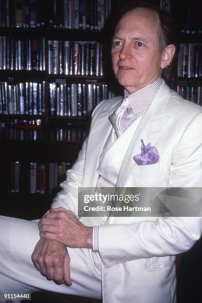 Writer Tom Wolfe attends an auction preview at Sotheby's, New York, 1995.