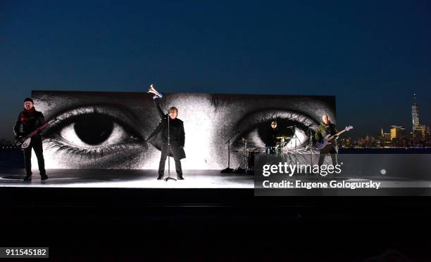 Recording artists The Edge, Bono, Larry Mullen Jr and Adam Clayton of U2 perform remotely during the 60th Annual GRAMMY Awards at Madison Square...