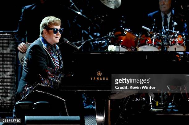 Recording artist Sir Elton John performs onstage during the 60th Annual GRAMMY Awards at Madison Square Garden on January 28, 2018 in New York City.