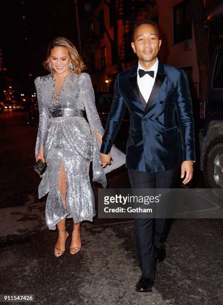 Chrissy Teigen and John Legend head to the 2017 Grammy Awards on January 28, 2018 in New York City.