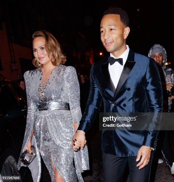 Chrissy Teigen and John Legend head to the 2017 Grammy Awards on January 28, 2018 in New York City.