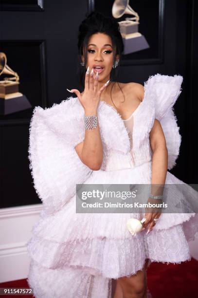 Recording artist Cardi B attends the 60th Annual GRAMMY Awards at Madison Square Garden on January 28, 2018 in New York City.