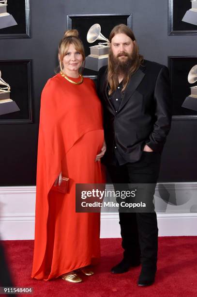 Recording artists Chris and Morgane Stapleton attend the 60th Annual GRAMMY Awards at Madison Square Garden on January 28, 2018 in New York City.