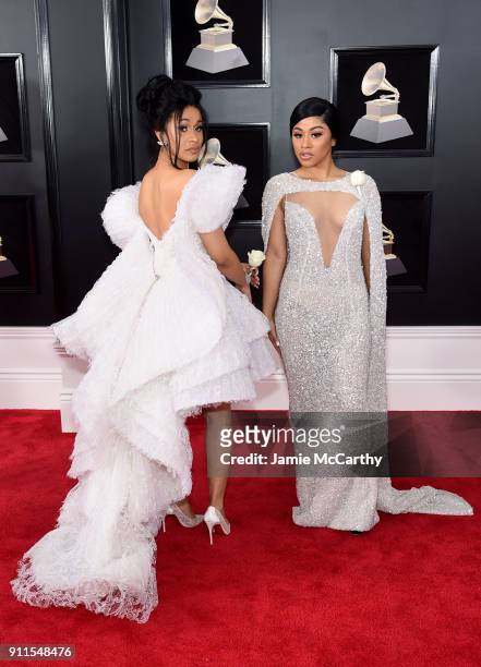 Recording artist Cardi B and Hennessy Carolina attend the 60th Annual GRAMMY Awards at Madison Square Garden on January 28, 2018 in New York City.