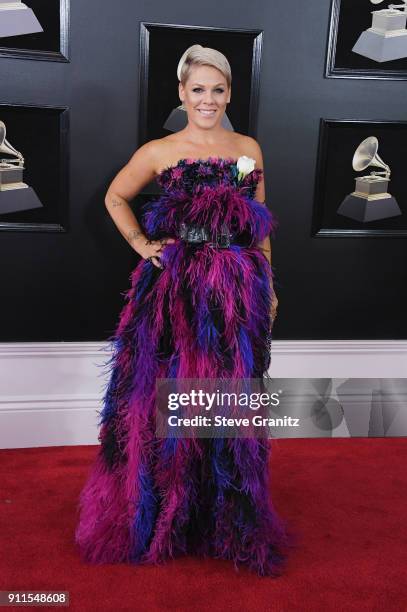 Recording artist Pink attends the 60th Annual GRAMMY Awards at Madison Square Garden on January 28, 2018 in New York City.