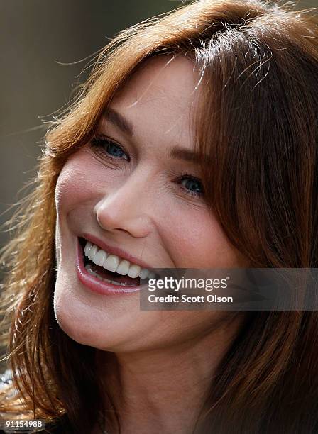 Carla Bruni-Sarkozy , the wife of French President Nicolas Sarkozy, attends an event at the Andy Warhol Museum with other spouses of world leaders...