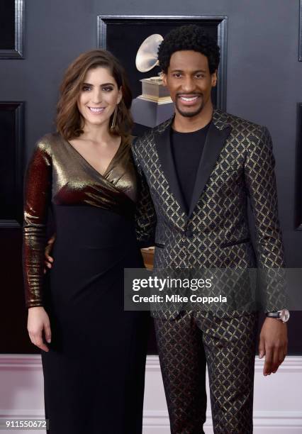 Recording artist Jon Batiste and Suleika Jaouad attend the 60th Annual GRAMMY Awards at Madison Square Garden on January 28, 2018 in New York City.