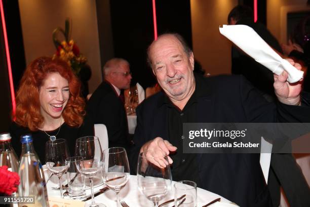 Ralph Siegel and his girlfriend Laura Kaefer during the Lambertz Monday Night pre dinner at Hotel Marriott on January 28, 2018 in Cologne, Germany.