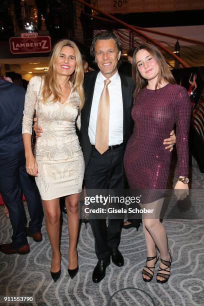 Urs Meier and his wife Andrea Meier and their daughter Lara Meier during the Lambertz Monday Night pre dinner at Hotel Marriott on January 28, 2018...