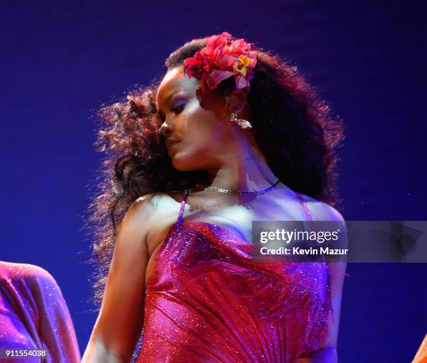 Recording artist Rihanna performs onstage during the 60th Annual GRAMMY Awards at Madison Square Garden on January 28, 2018 in New York City.