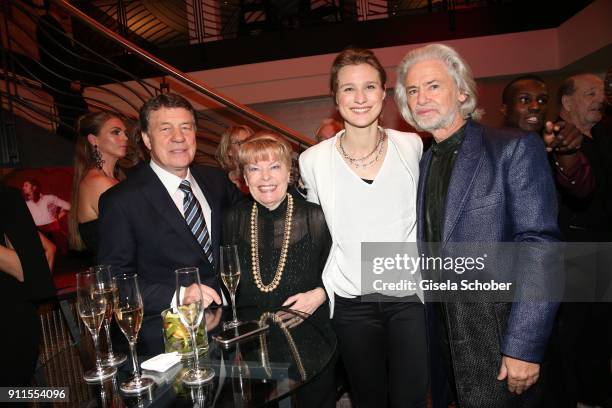 Otto Rehagel and his wife Beate Rehagel, Britta Heidemann, Hermann Buehlbecker during the Lambertz Monday Night pre dinner at Hotel Marriott on...