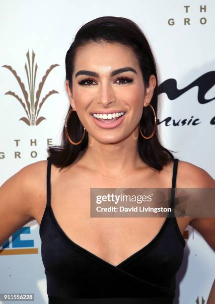 Personality Ashley Iaconetti attends a GRAMMY viewing party and reception hosted by Celebrity Page, KCAL-TV and KCBS-TV at La Piazza on January 28,...