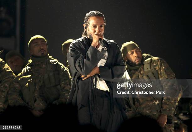 Recording artist Kendrick Lamar performs onstage during the 60th Annual GRAMMY Awards at Madison Square Garden on January 28, 2018 in New York City.