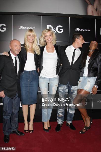 Domenico Dolce, Claudia Schiffer, Eva Herzigova, Stefano Gabbana and Naomi Campbell attend the D&G Perfumes Collection Launch at La Rinascente Piazza...