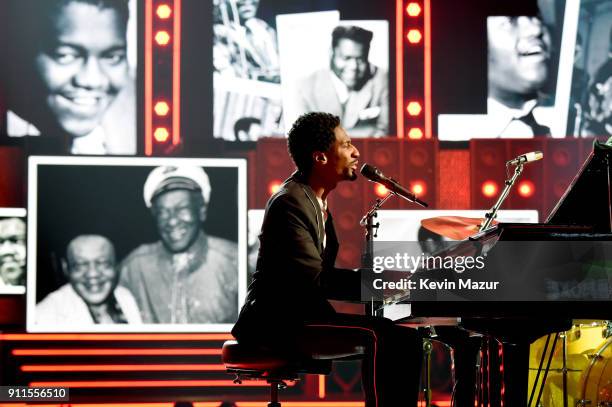 Recording artist Jon Batiste performs onstage during the 60th Annual GRAMMY Awards at Madison Square Garden on January 28, 2018 in New York City.