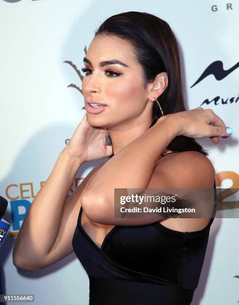 Personality Ashley Iaconetti attends a GRAMMY viewing party and reception hosted by Celebrity Page, KCAL-TV and KCBS-TV at La Piazza on January 28,...