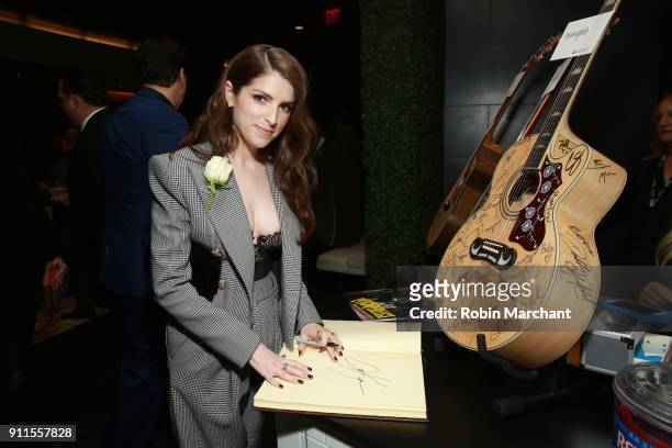 Actor Anna Kendrick with the GRAMMY Charities Signings during the 60th Annual GRAMMY Awards at Madison Square Garden on January 28, 2018 in New York...