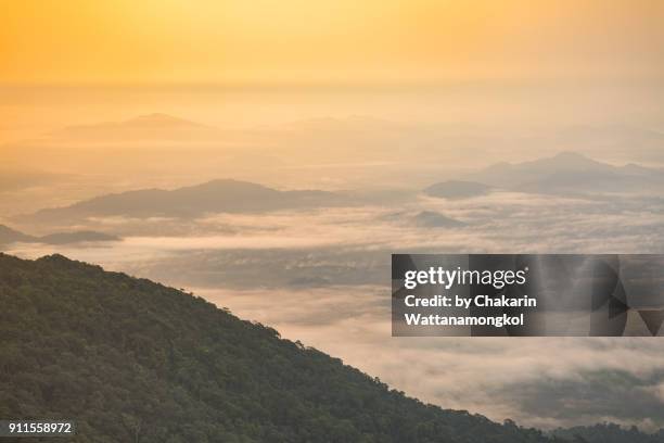 sea of cloud at sunrise - khao khitchakut (chanthaburi) - chanthaburi sea bildbanksfoton och bilder