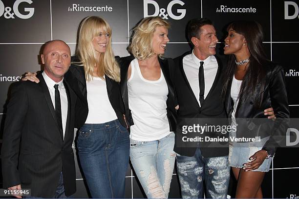 Domenico Dolce, Claudia Schiffer, Eva Herzigova, Stefano Gabbana and Naomi Campbell attend the D&G Perfumes Collection Launch at La Rinascente Piazza...