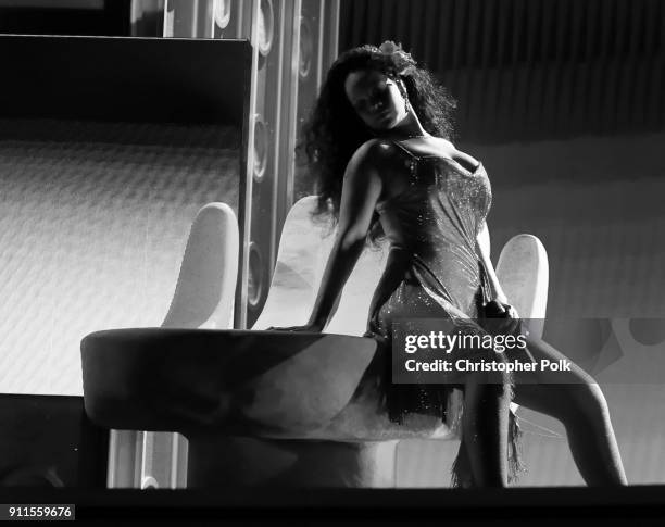 Recording artist Rihanna performs onstage during the 60th Annual GRAMMY Awards at Madison Square Garden on January 28, 2018 in New York City.