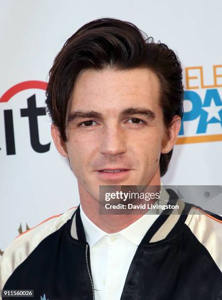 Actor Drake Bell attends a GRAMMY viewing party and reception hosted by Celebrity Page, KCAL-TV and KCBS-TV at La Piazza on January 28, 2018 in Los...