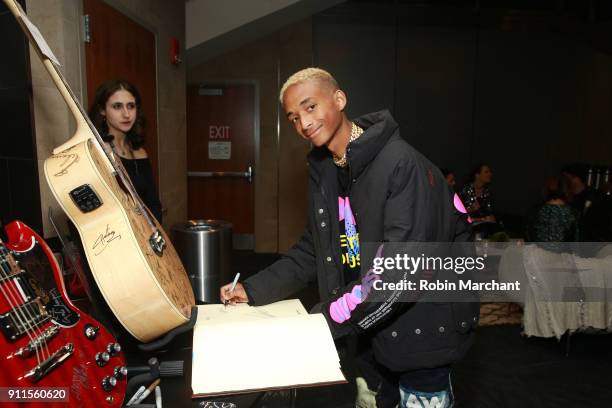 Recording artist Jaden Smith with the GRAMMY Charities Signings during the 60th Annual GRAMMY Awards at Madison Square Garden on January 28, 2018 in...