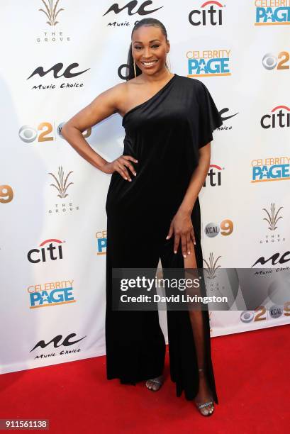 Model/TV personality Cynthia Bailey attends a GRAMMY viewing party and reception hosted by Celebrity Page, KCAL-TV and KCBS-TV at La Piazza on...