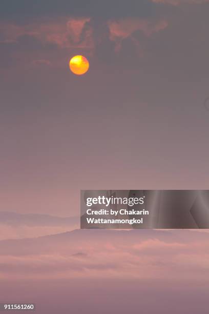 sunrise over sea of cloud - khao khitchakut (chanthaburi) - chanthaburi sea bildbanksfoton och bilder