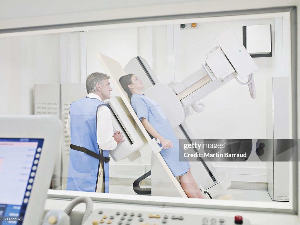 Patient having an x-ray examination