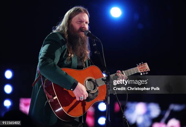 Recording artist Chris Stapleton performs onstage during the 60th Annual GRAMMY Awards at Madison Square Garden on January 28, 2018 in New York City.