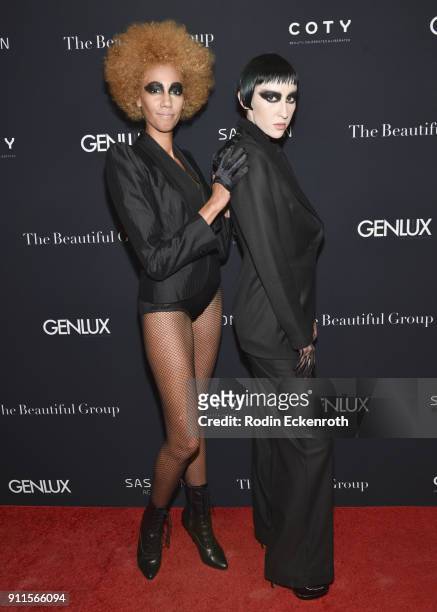 Sassoon models attend Genlux Issue Release and GRAMMY Party on January 28, 2018 in Beverly Hills, California.