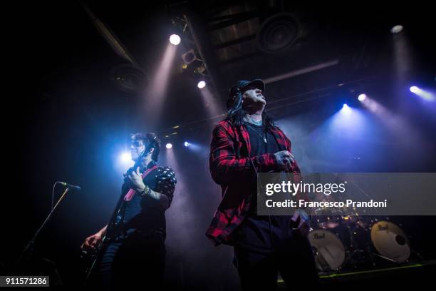 Kevin "Trasher" Gruft and Craig Mabbitt of Escape The Fate performs on stage at Alcatraz on January 28, 2018 in Milan, Italy.