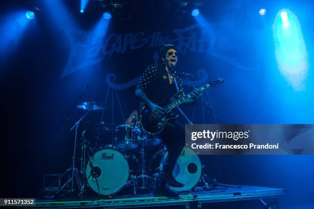 Kevin "Trasher" Gruft of Escape The Fate performs on stage at Alcatraz on January 28, 2018 in Milan, Italy.