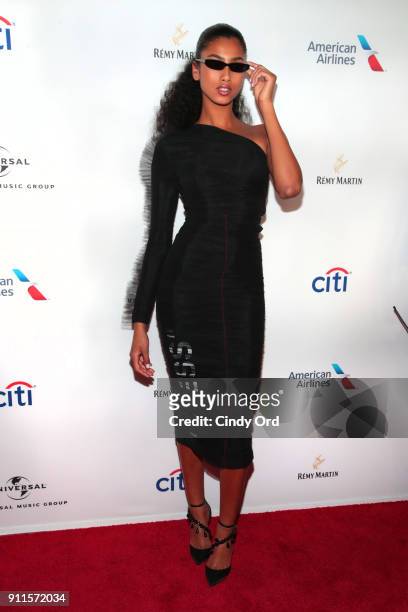 Model Imaan Hammam attends the Universal Music Group's 2018 After Party to celebrate the Grammy Awards presented by American Airlines and Citi at...