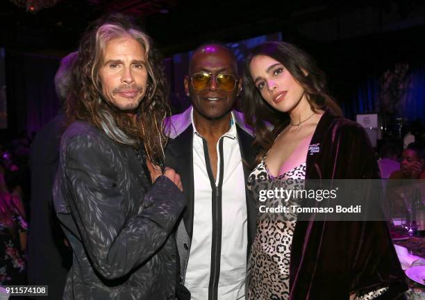 Steven Tyler, Randy Jackson, and Chelsea Tyler at Steven Tyler and Live Nation presents Inaugural Janie's Fund Gala & GRAMMY Viewing Party at Red...