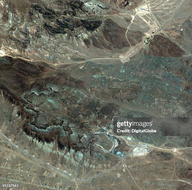 In this satellite image, received September 25, 2009 the rumored location of an Uranium enrichment plant is displayed, in Qom. Iran. According to...