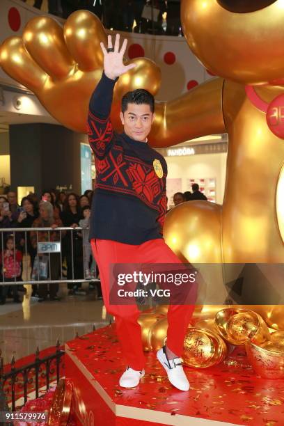 Singer Aaron Kwok attends Chinese new year celebration at apm on January 28, 2018 in Hong Kong, Hong Kong.