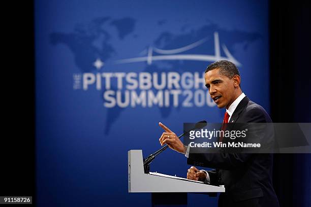 President Barack Obama answers a question during a closing press conference at the Lawrence Convention Center, site of the G-20 summit, September 25,...