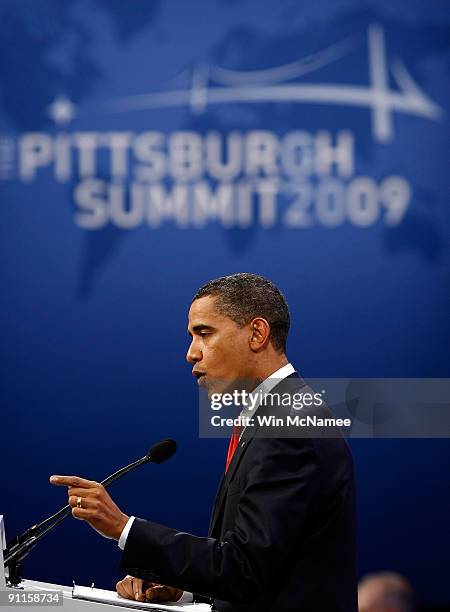 President Barack Obama answers a question during a closing press conference at the Lawrence Convention Center, site of the G-20 summit, September 25,...