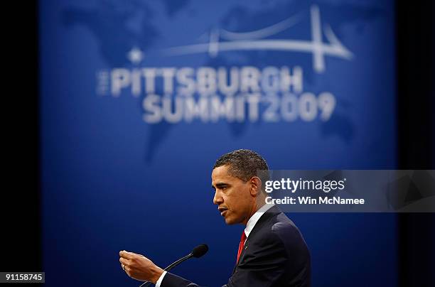 President Barack Obama answers a question during a closing press conference at the Lawrence Convention Center, site of the G-20 summit, September 25,...