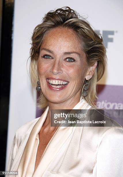 Sharon Stone arrives at the Entertainment Weekly and Women In Film's Pre-Emmy Party at the Restaurant at The Sunset Marquis Hotel on September 17,...