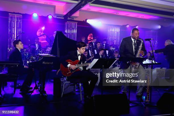 Jimmy Greene performs with GRAMMY Camp®-Jazz Session students at the 60th Annual GRAMMY Awards Celebration at Marriott Marquis Hotel on January 28,...