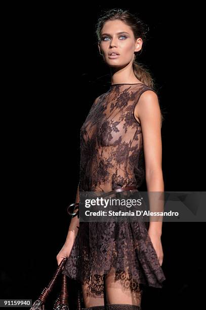 Model Bianca Balti walks down the runway during the Ermanno Scervino show as part of Milan Womenswear Fashion Week Spring/Summer 2010 on September...