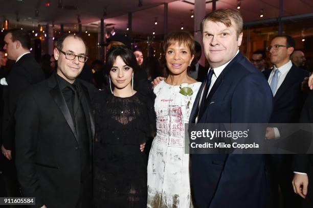 Manager Roger Gold, recording artist Camila Cabello, president of Epic Records Sylvia Rhone, and CEO of Sony Music Entertainment Rob Stringer attend...